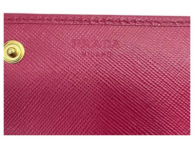 Prada Saffiano Leder Bi-fold Long Wallet Pink - Ansicht 7