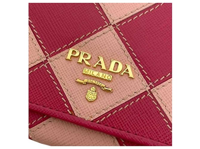 Prada Saffiano Leder Bi-fold Long Wallet Pink - Ansicht 8