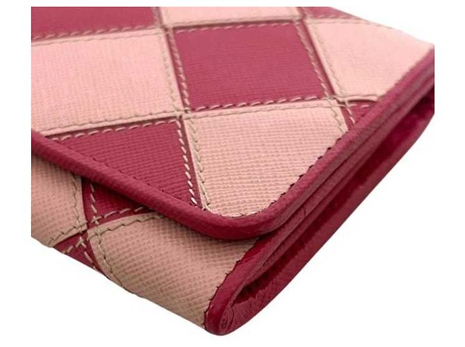 Prada Saffiano Leder Bi-fold Long Wallet Pink - Ansicht 9