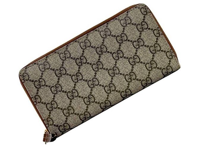 Portafoglio lungo rotondo beige e marrone Gucci - vista 2
