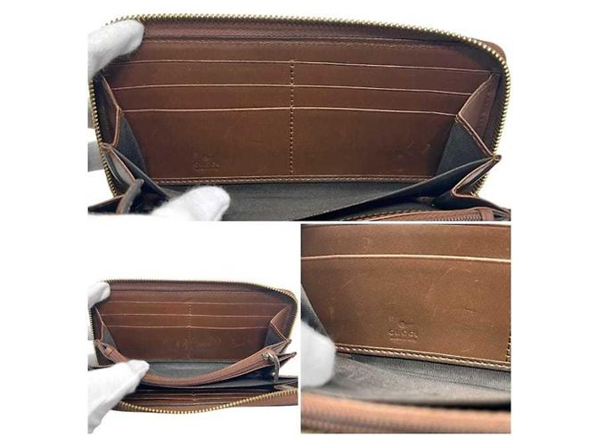Portafoglio lungo rotondo beige e marrone Gucci - vista 4