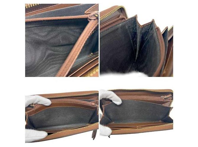 Portafoglio lungo rotondo beige e marrone Gucci - vista 5