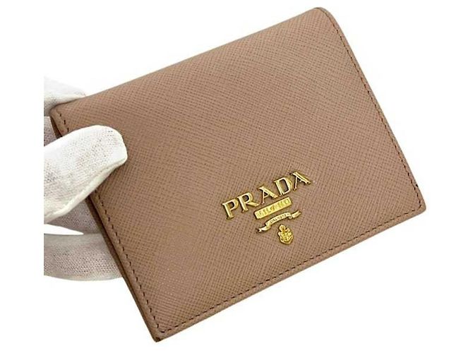 Cartera de piel Saffiano de dos pliegues Prada beige - vista 10
