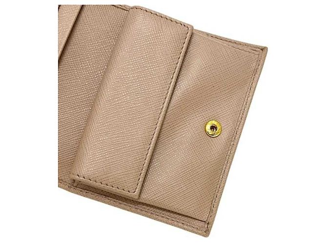 Cartera de piel Saffiano de dos pliegues Prada beige - vista 6