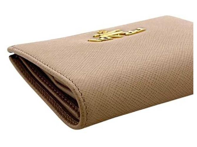 Cartera de piel Saffiano de dos pliegues Prada beige - vista 9