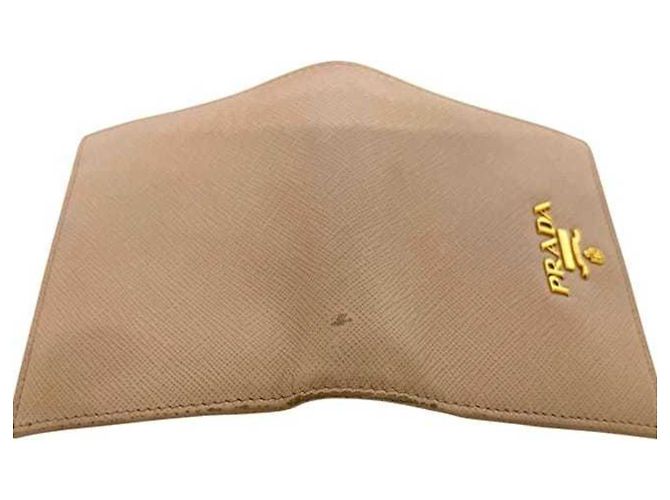 Prada Saffiano Leather Bi-Fold Wallet Beige - view 10