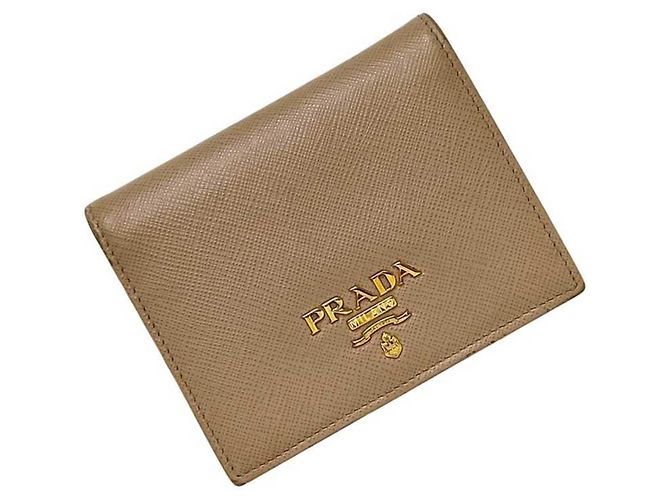Prada Saffiano Leather Bi-Fold Wallet Beige - view 2