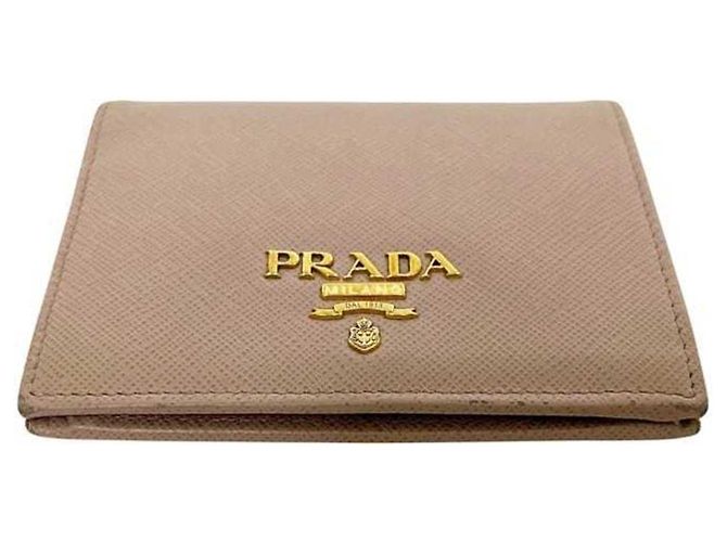 Prada Saffiano Leather Bi-Fold Wallet Beige - view 7
