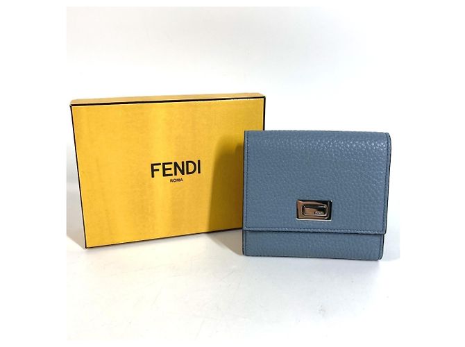 Carteira compacta Fendi Peekaboo Logo Azul - vista 13