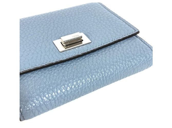 Carteira compacta Fendi Peekaboo Logo Azul - vista 4
