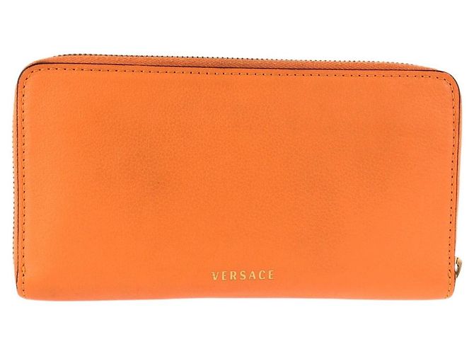 Portafoglio con zip in pelle Medusa di Versace Arancione - vista 2