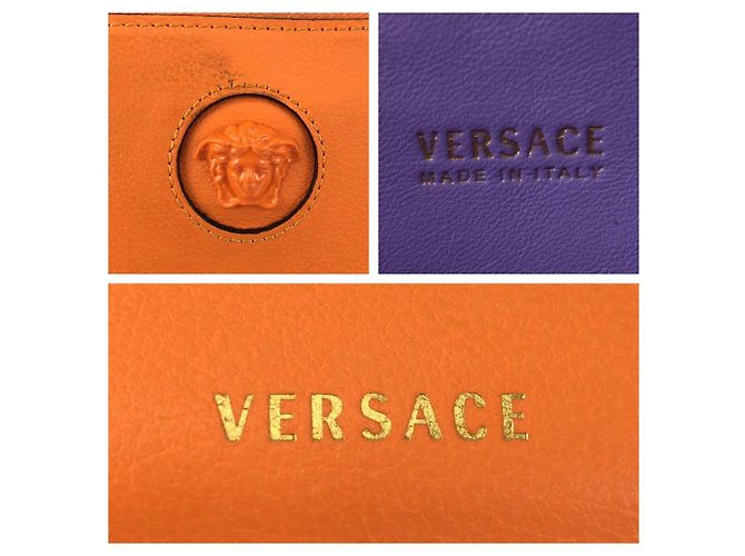 Portafoglio con zip in pelle Medusa di Versace Arancione - vista 5