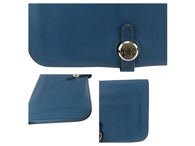 Hermès Portafoglio lungo Dogon GM Hermes Blu - vista 6