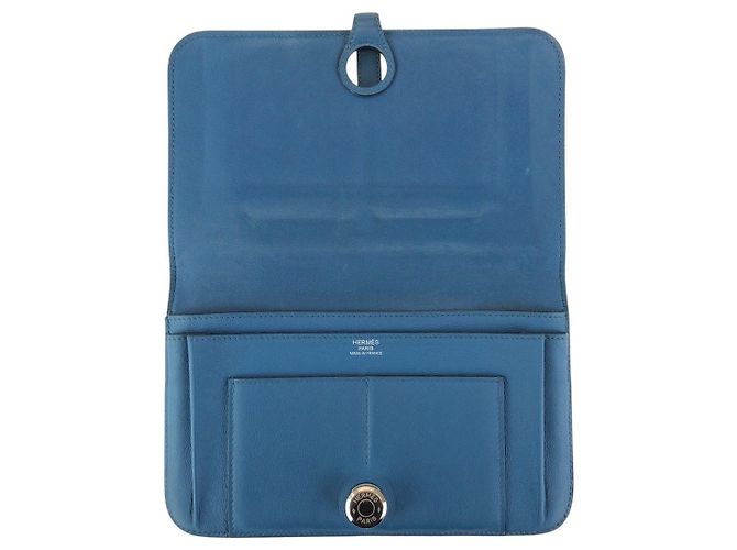 Hermès Portafoglio lungo Dogon GM Hermes Blu - vista 8