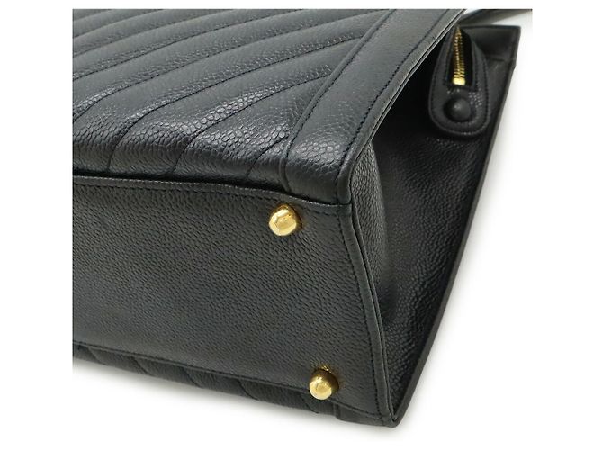 Borsa in pelle Chanel Chevron V-Stitch Nero - vista 3