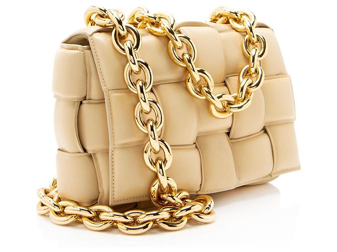 Borsa a tracolla Maxi Cassette in agnello Bottega Veneta Marrone Beige - vista 2