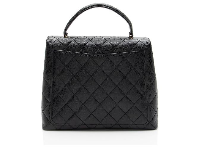 Gabrielle Chanel Vintage Caviar Leather Kelly Top Handle Nero - vista 3