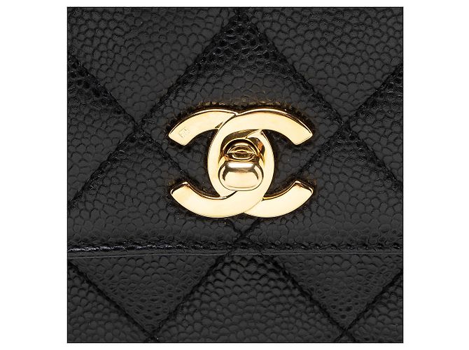 Gabrielle Chanel Vintage Caviar Leather Kelly Top Handle Nero - vista 9