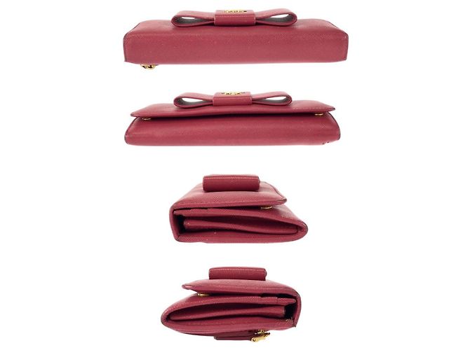 Prada Saffiano Leder-Langgeldbörse mit Band Pink - Ansicht 10