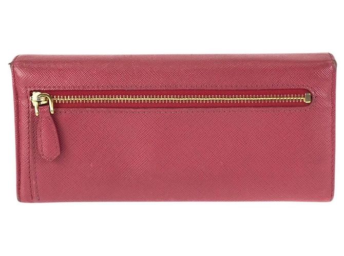 Prada Saffiano Leder-Langgeldbörse mit Band Pink - Ansicht 2