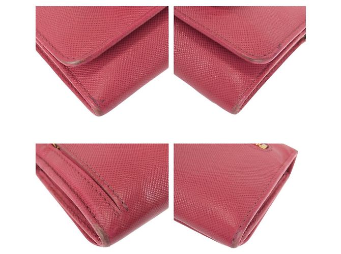 Prada Saffiano Leder-Langgeldbörse mit Band Pink - Ansicht 3