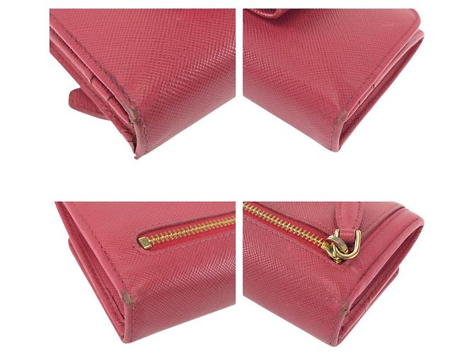 Prada Saffiano Leder-Langgeldbörse mit Band Pink - Ansicht 4