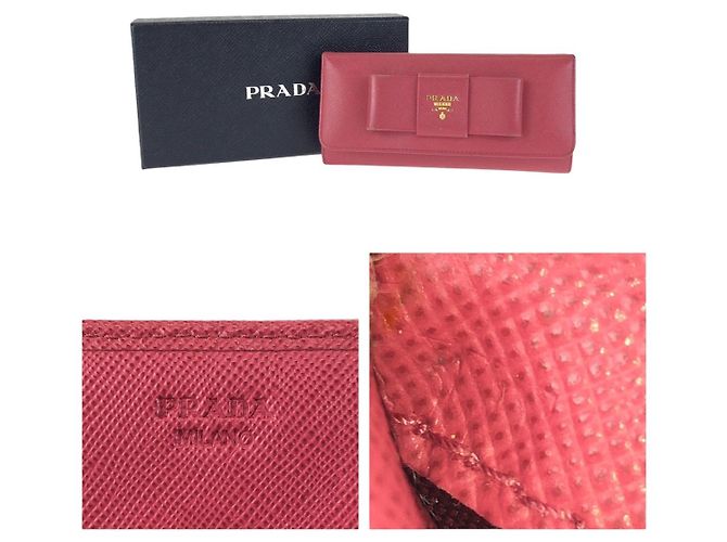 Prada Saffiano Leder-Langgeldbörse mit Band Pink - Ansicht 5