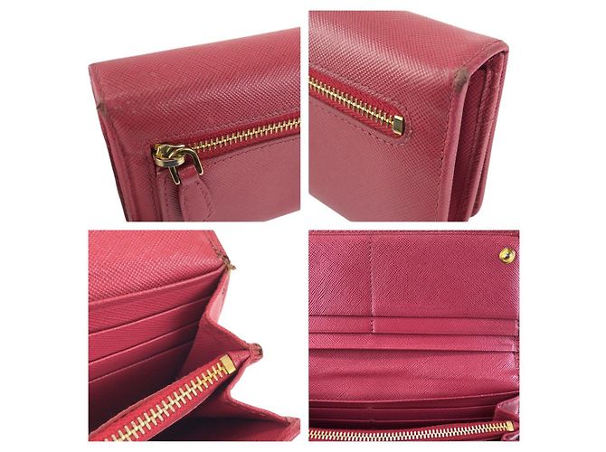 Prada Saffiano Leder-Langgeldbörse mit Band Pink - Ansicht 7