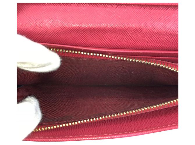 Prada Saffiano Leder-Langgeldbörse mit Band Pink - Ansicht 8
