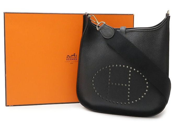 Hermès Borsa a tracolla Hermes Evelyne II in pelle nera Nero - vista 8