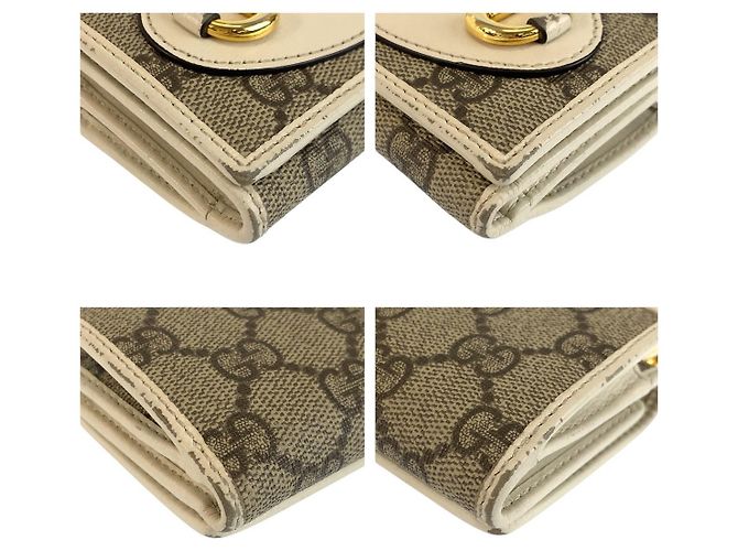 Portafoglio Compatto Gucci Horsebit Beige Avorio Marrone - vista 7
