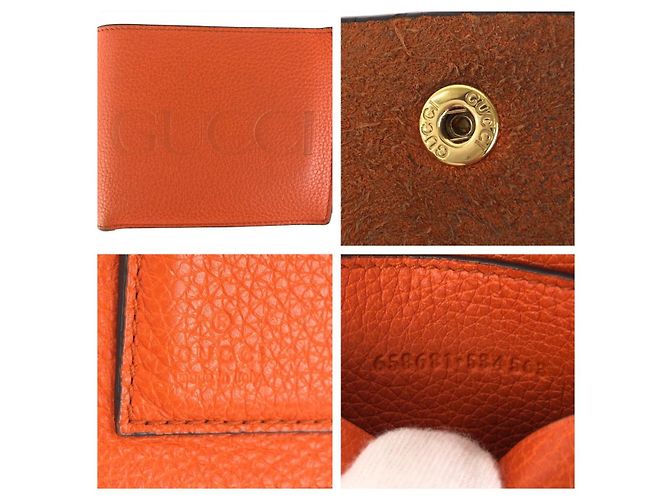 Gucci Orange Leather Compact Wallet - view 5