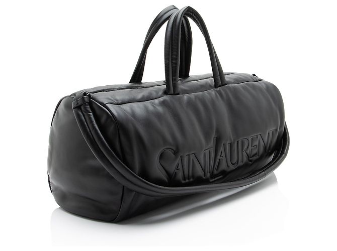 Borsa duffle Saint Laurent in agnello con logo Nero - vista 2