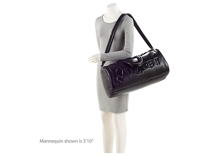 Borsa duffle Saint Laurent in agnello con logo Nero - vista 5