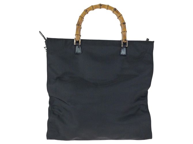 Bolso Tote Gucci de nylon y cuero Negro - vista 2
