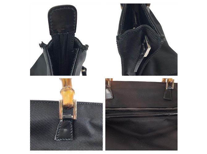Bolso Tote Gucci de nylon y cuero Negro - vista 5