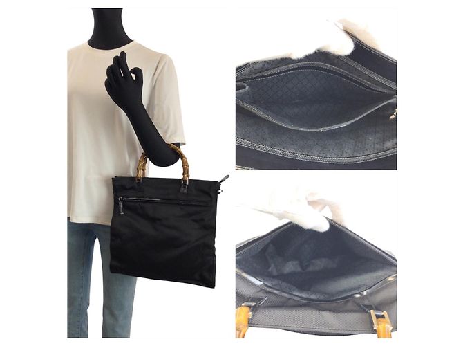 Bolso Tote Gucci de nylon y cuero Negro - vista 7