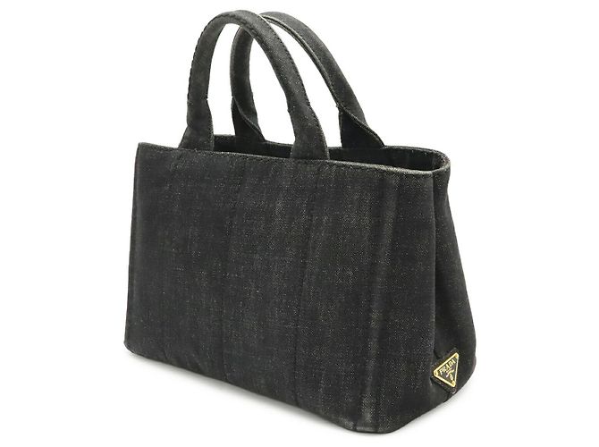 Prada Denim Canapa Tote Bag Schwarz - Ansicht 2