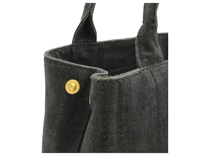 Prada Denim Canapa Tote Bag Schwarz - Ansicht 6
