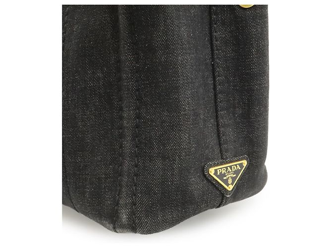 Prada Denim Canapa Tote Bag Schwarz - Ansicht 7