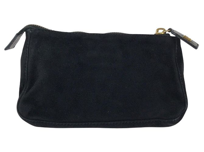 Pochette Fendi in nubuck nero e oro - vista 2