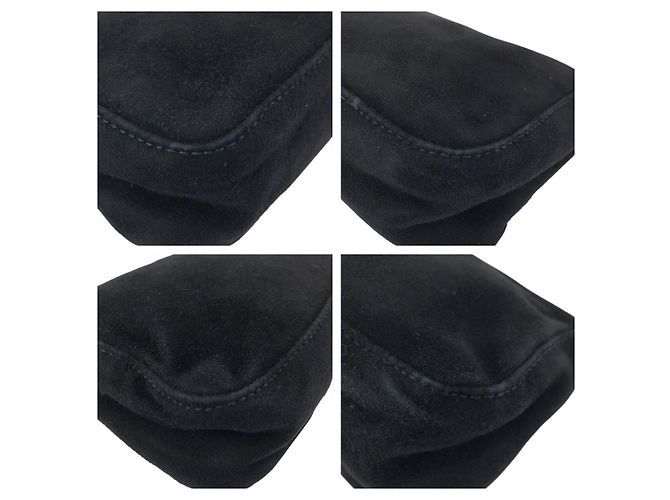 Pochette Fendi in nubuck nero e oro - vista 3