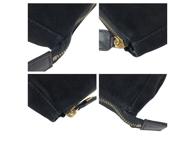 Pochette Fendi in nubuck nero e oro - vista 4