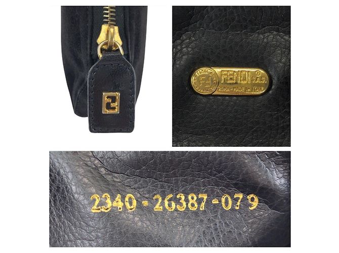 Pochette Fendi in nubuck nero e oro - vista 5