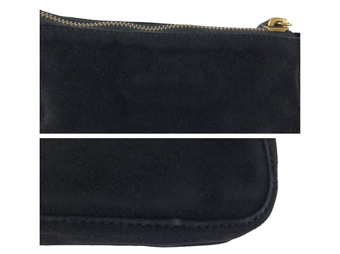 Pochette Fendi in nubuck nero e oro - vista 6