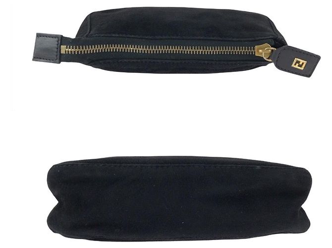 Pochette Fendi in nubuck nero e oro - vista 9