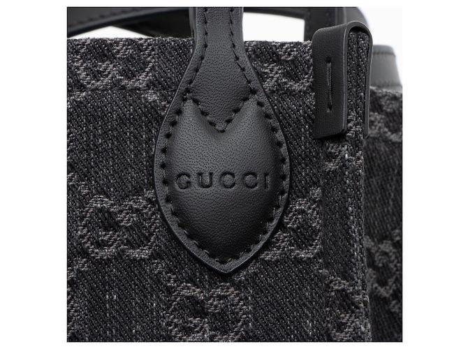 Mini tote Gucci GG Denim Ophidia Nero - vista 9