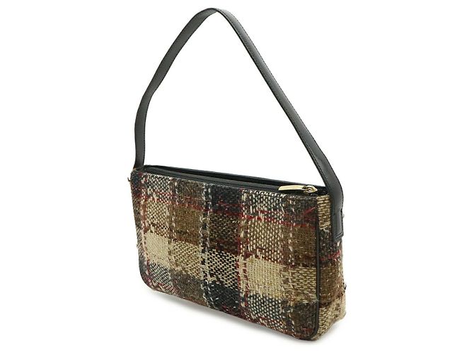 Borsa a tracolla in lana e scamosciato Burberry Marrone Beige - vista 2