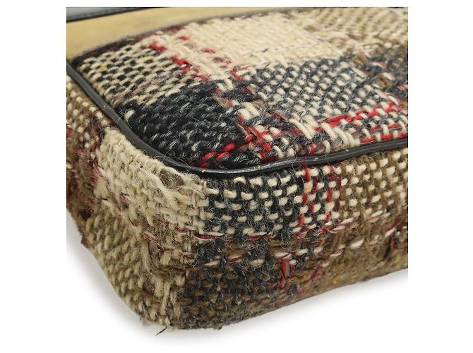 Borsa a tracolla in lana e scamosciato Burberry Marrone Beige - vista 3