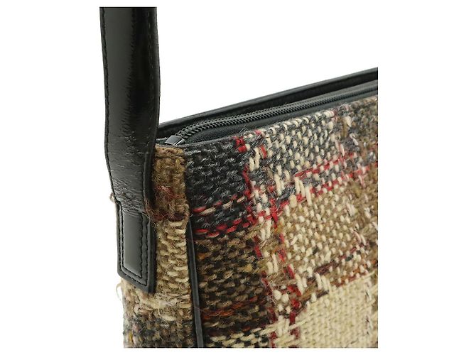 Borsa a tracolla in lana e scamosciato Burberry Marrone Beige - vista 7